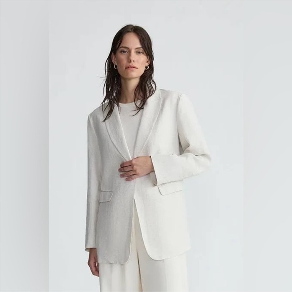 NWT JASON WU The Classics Off White Linen Rayon Blend Open Front Blazer size S